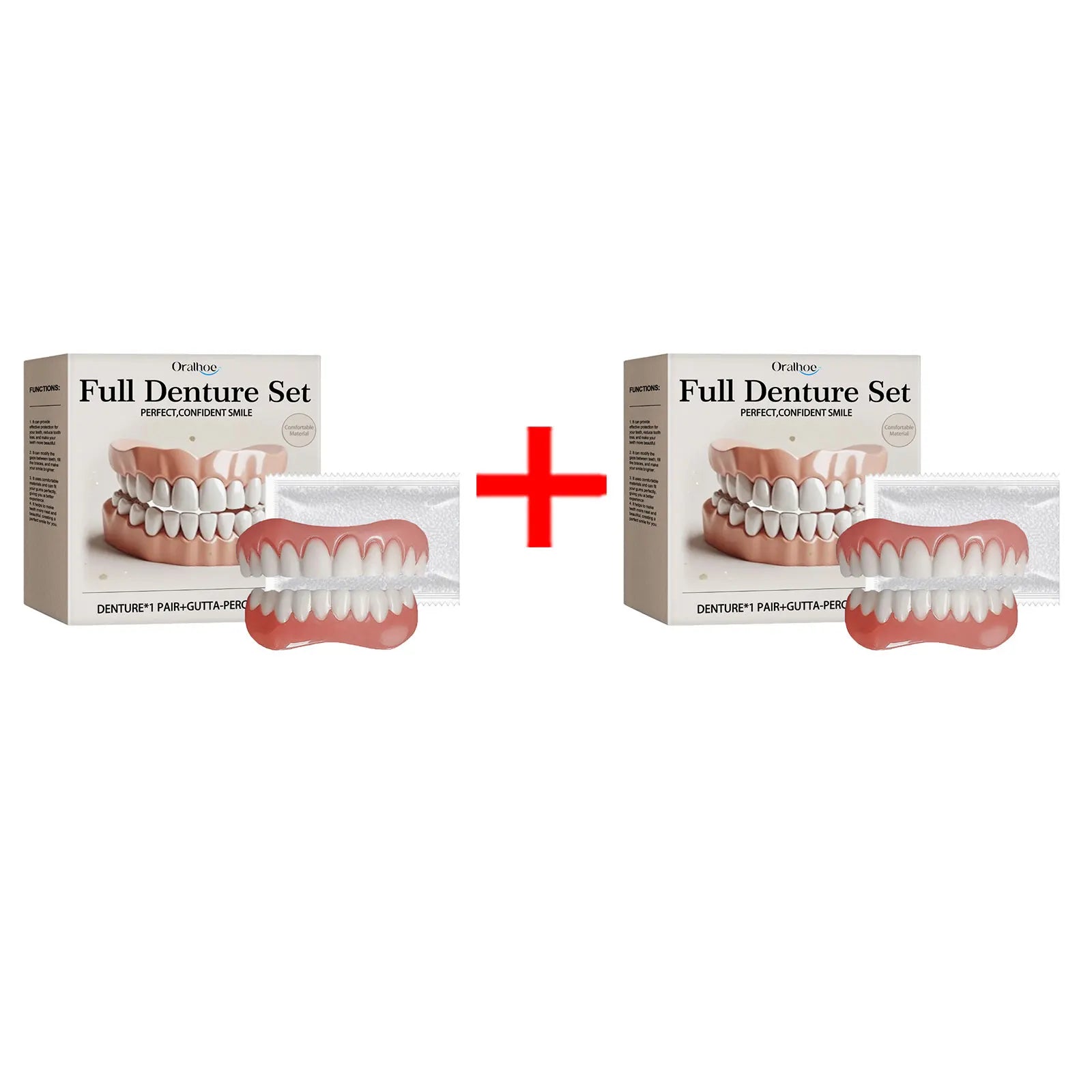 Silicone Denture Set Soft Wearproof Fitting Teeth Repair Missing Restore Bright Smile Upper and Lower False Teeth Dentures Kit Qme 2 Pair Denture