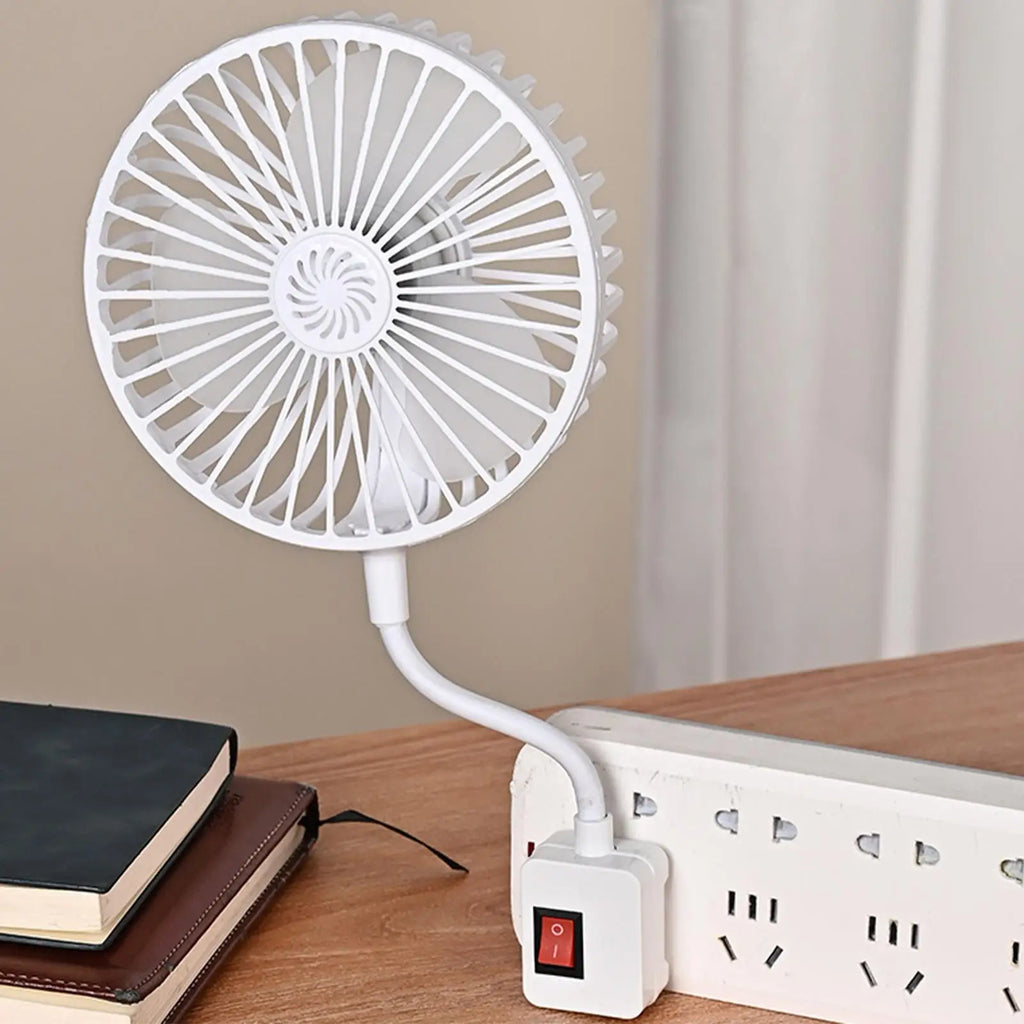 Electric Fan Quiet Adjustable Cooler with Plug Adapter Mini Fan for Office Car Room Beach Tent Home Travel Camping Qme