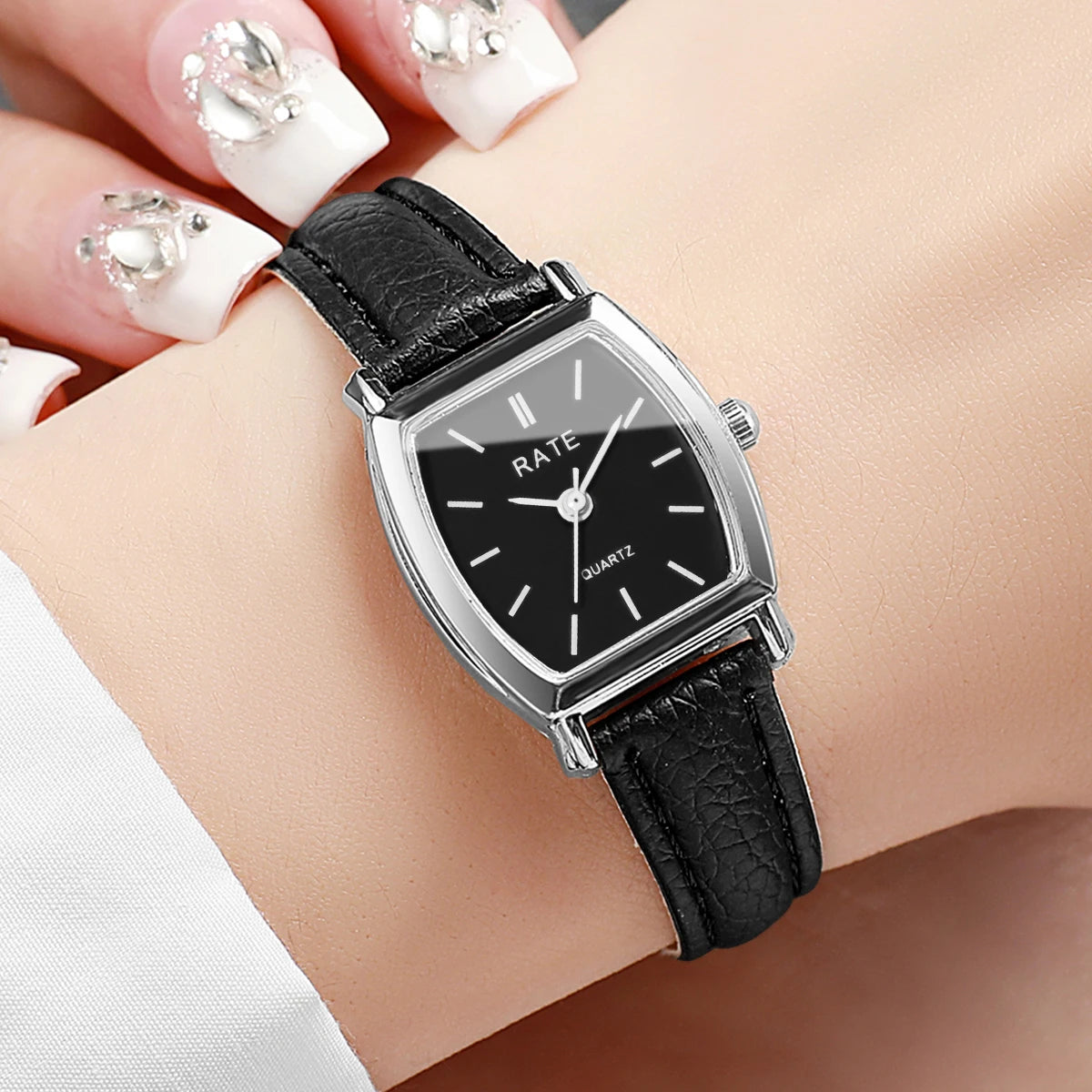 2PCS/Set Fashion Casual Women Watches Leather Strap Quartz Wristwatch Reloj Mujer Girls Clock Gift（Without Box） Qme