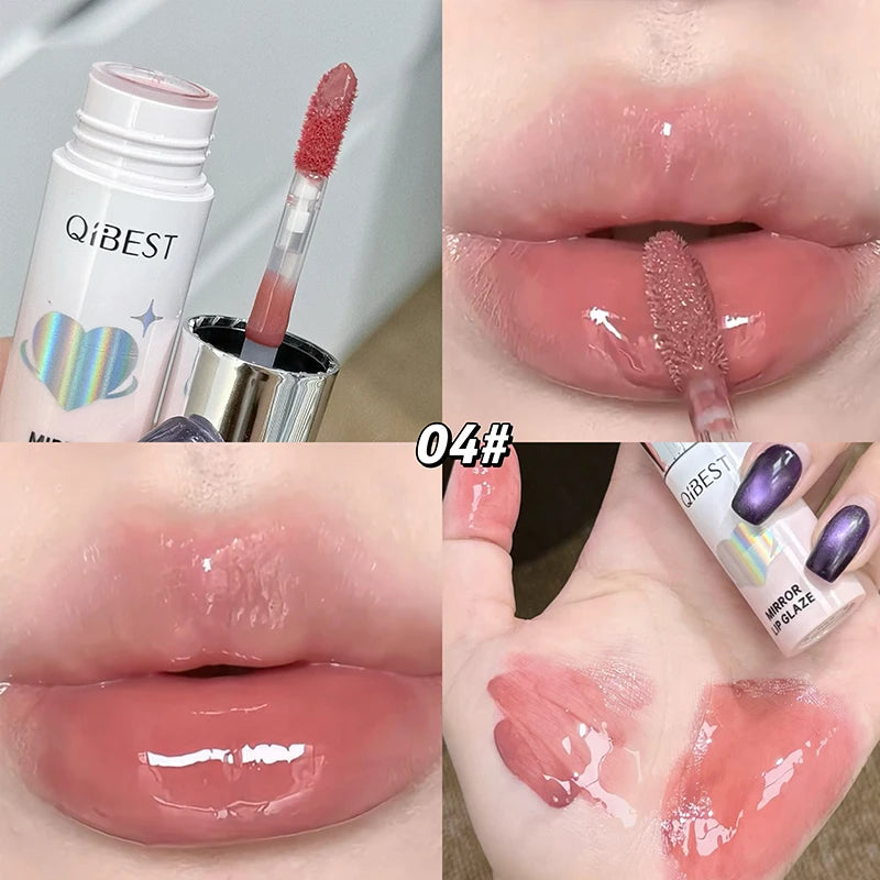 Heart Shape Pom-poms Water Light Lip Llaze Mirror Pendant Lipstick Qme QB09-04