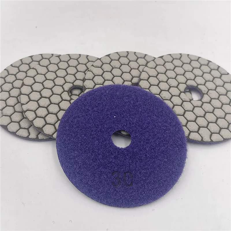 A02F-18Pcs Dia 4Inch/100Mm Grit 30 Diamond Dry Polishing Pads Resin Bond Flexible Dry Sanding Disc For Granite Marble Qme