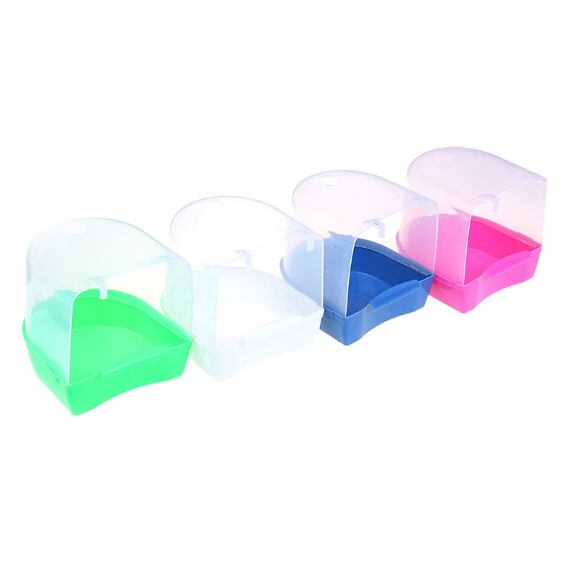 Plastic Bird Water Bath Box Bathtub Parrot For Parakeet Hanging Bowl Qme