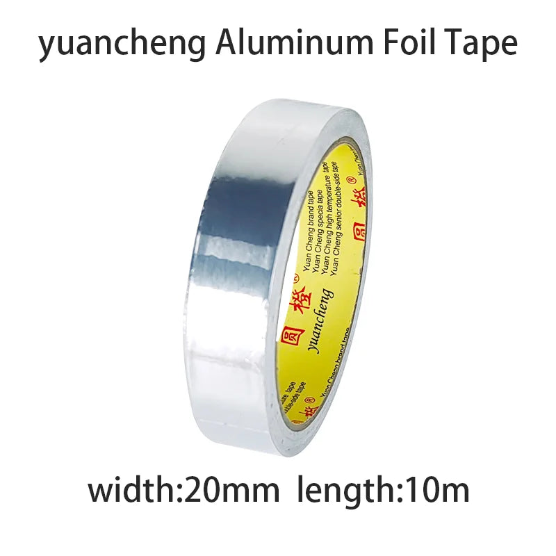 1 Roll High Temperature Resistant Aluminum Foil Tape, Waterproof and Oil-proof, Flame-retardant and Sun-proof, Hand-tearable Qme width-20mm 10M