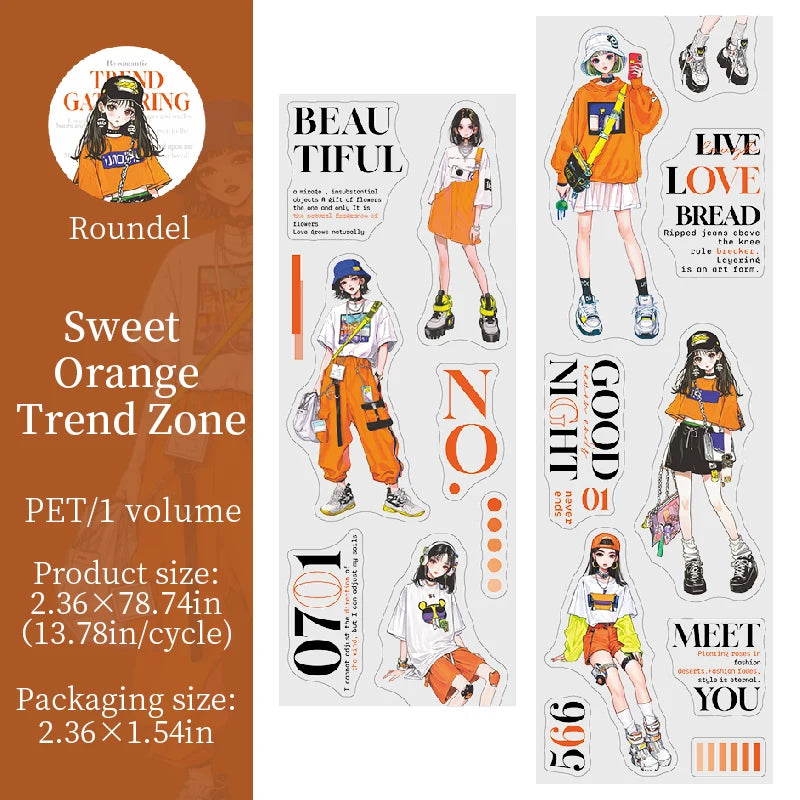 Trendy Character Outfit Washi Tape & Stickers | Scrapbook & Collage Decorations, Perfect for Gifts & Art Collections Qme B