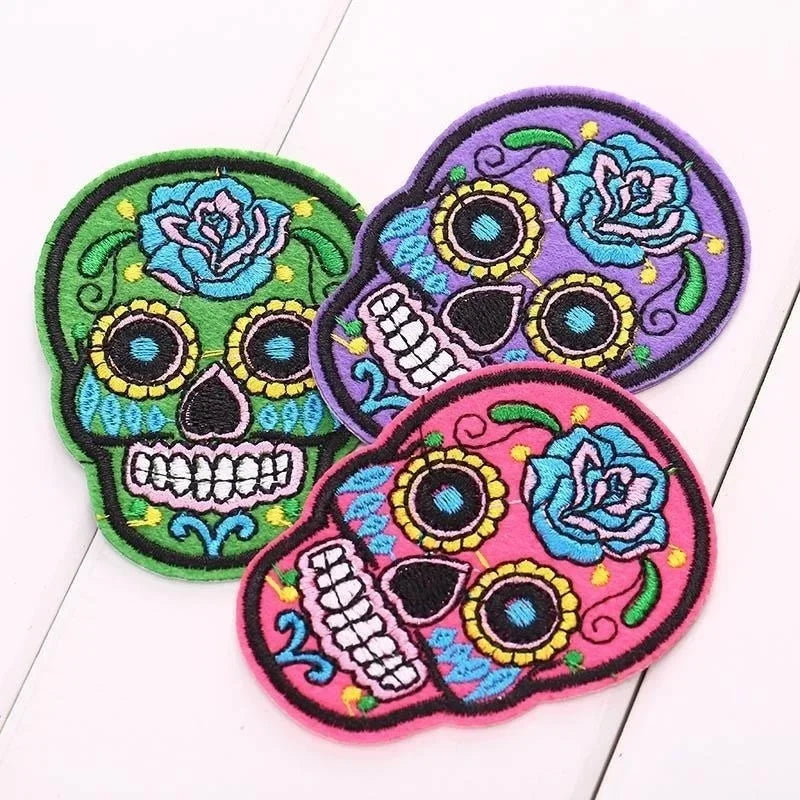Creative Multi-color Skull Costume Patches Halloween Embroidery Qme