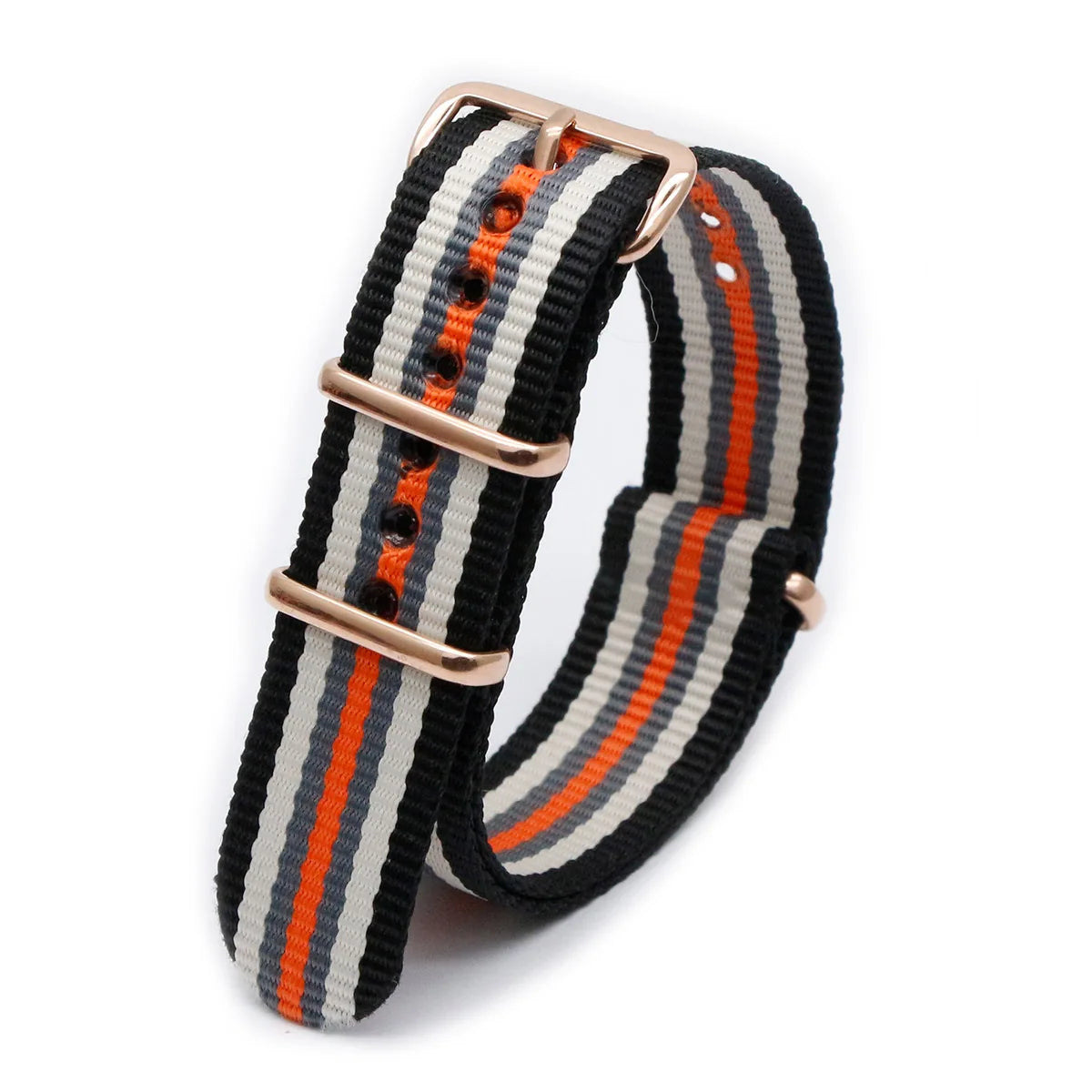 Luxury Nylon Watch Band Rose Gold Metal Buckle Durable Sweatproof Watch Strap 18/20/22/24MM Fashion Wristband For Men Women Qme 2Black 2W 2G 1O 24mm