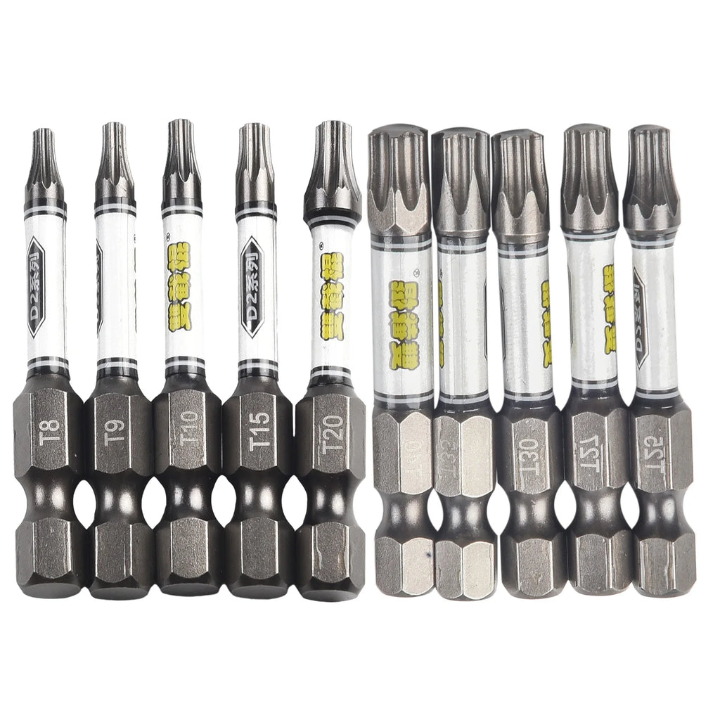 10PCS Magnetic Impact Screwdriver With Bit Holder 1/4inch Hex Shank Cross Hexagonal Torx Screwdriver Bit For Electric Impact Qme