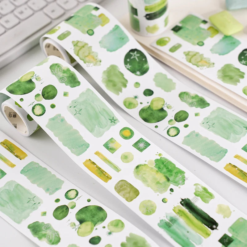 Watercolor Blotch Washi Tape, Background Base Tape for Journal Collage, Beginner-Friendly Stationery & Great Gift Pick Qme