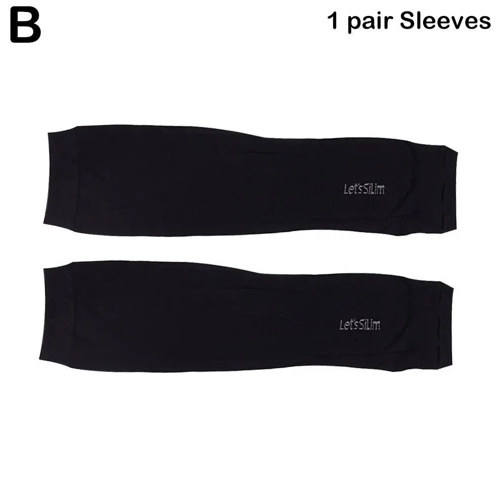 Summer Cooling Arm Sleeves Cover Outdoor Cycling Sports Running Qme black