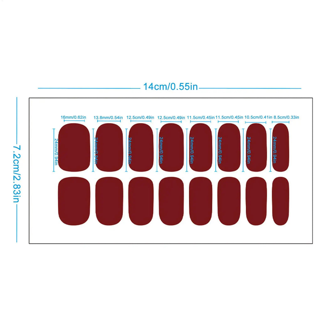 Hot 16Tips/1 Sheet Full Cover Nail Stickers Glitter Nail Polishs Strips Sparkling Red Self Adhesive DIY Manicure Art Decoration Qme