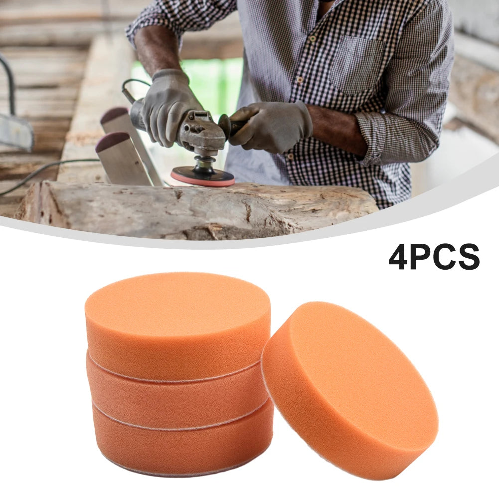 4 Pcs/Set 4inch (100mm )Sponge Polishing Pad Polishing Buffing Pad Flat Sponge Waxing For Pads Cleaning Tools Reusable Qme Default Title