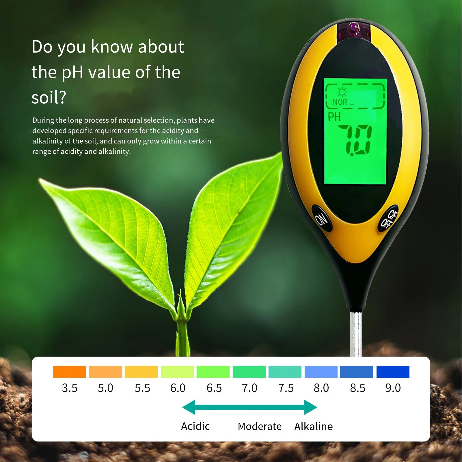 Soil PH Tester 1 Light Moisture Acidity Meter Plant Flowers Qme