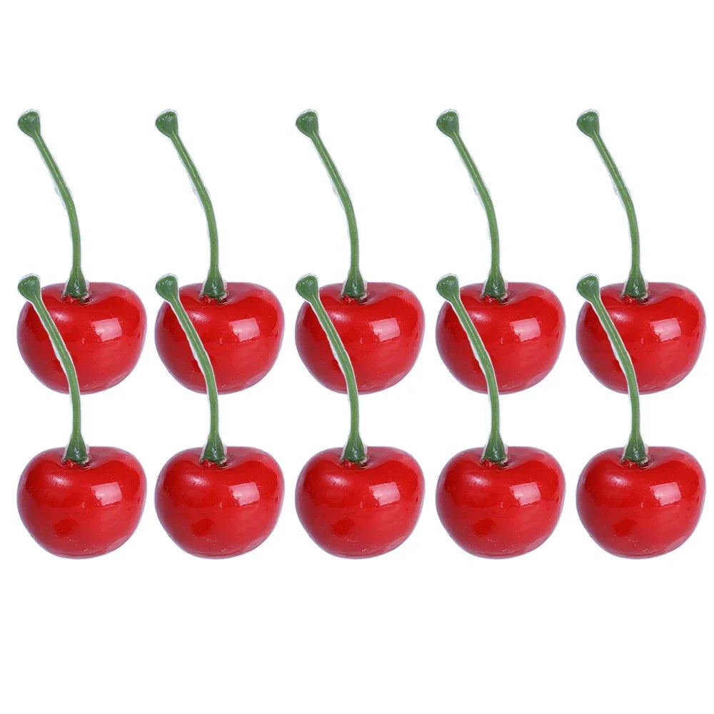 50/10Pcs Artificial Fruit Model Fake Cherry Simulation Cherry Ornament Craft Food Photography Props Party Decor Home Decoration Qme 50 PCS Red