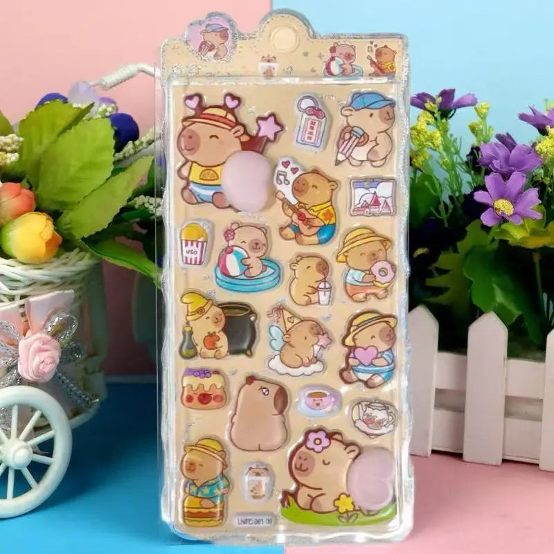 1 Sheet 3D Cute Animal Butt Stickers, Stress Relief Puffy Squishy Sticker for DIY Scrapbook Guitar Phone Case Laptop Decal Qme Capybara-6