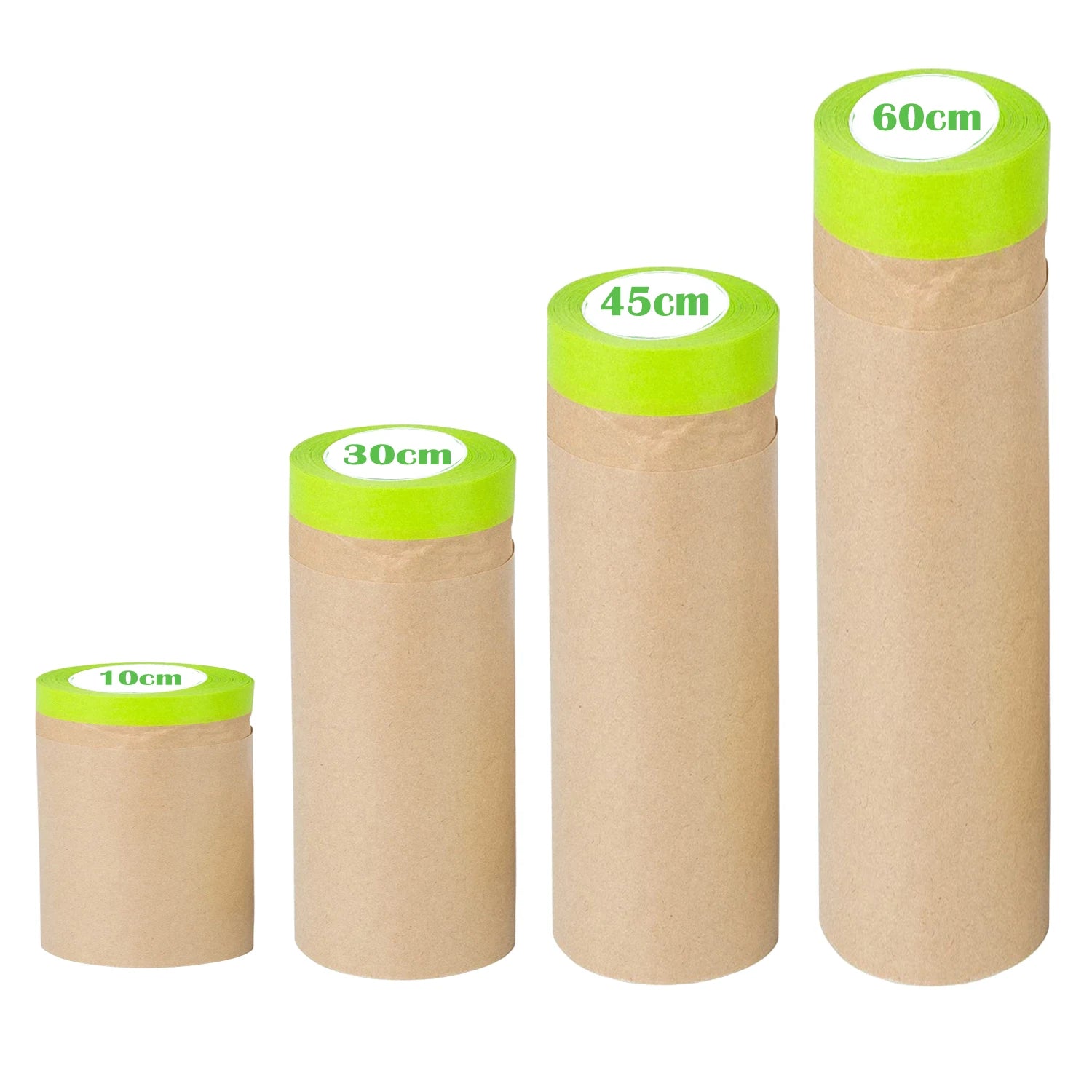 4 Sizes Pre-Taped Masking Film Paper Painting Drop Film Painters Paper Roll, Assorted Paint Masking Paper for Car and Furniture Qme 4 Pcs MixSizes