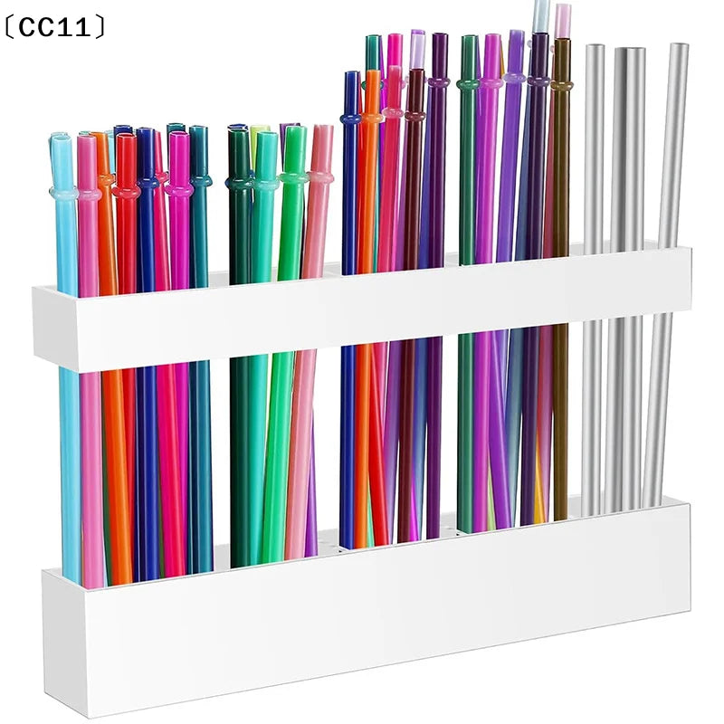 Drinking Straw Holder Organizer No Drilling Cabinet Door Mounted Qme