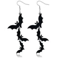 Black Bat Dangle Earrings Hypoallergenic Stainless Steel Hooks Gothic Jewelry for Halloween Cosplay Party Qme one size A1