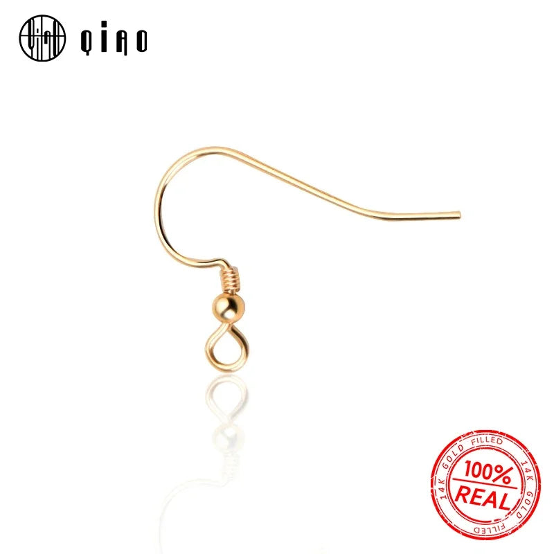 A pair 22MM 14K gold filled Clasps with beads 14K gold Ear Wires Hooks Charms Earring Wires Fit Earring making DIY Accessories Qme Default Title