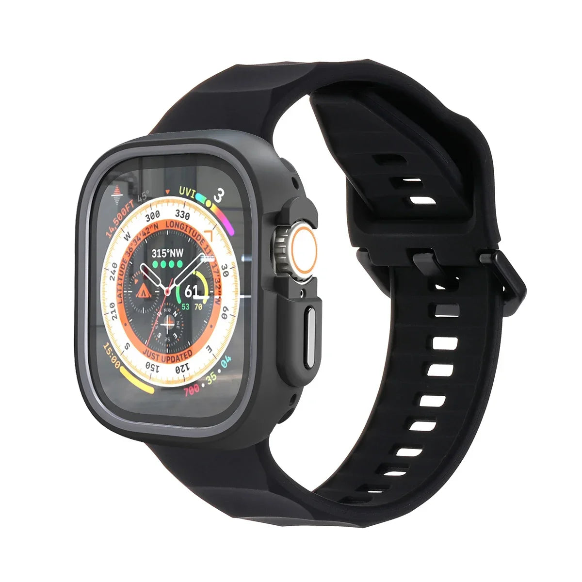 Silicone Sport Strap+Case for apple watch 9 8 7 6 SE 5 Ultra 2 Belt Bracelet Iwatch Series 49mm 45mm 41mm 44mm Protective Cover Qme Gray B 44mm Series SE 456