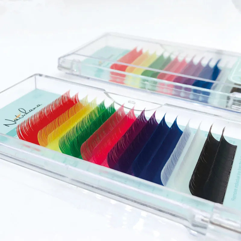 NATUHANA Lashes 16rows Mix Rainbow False Mink Eyelash Extension Faux Qme
