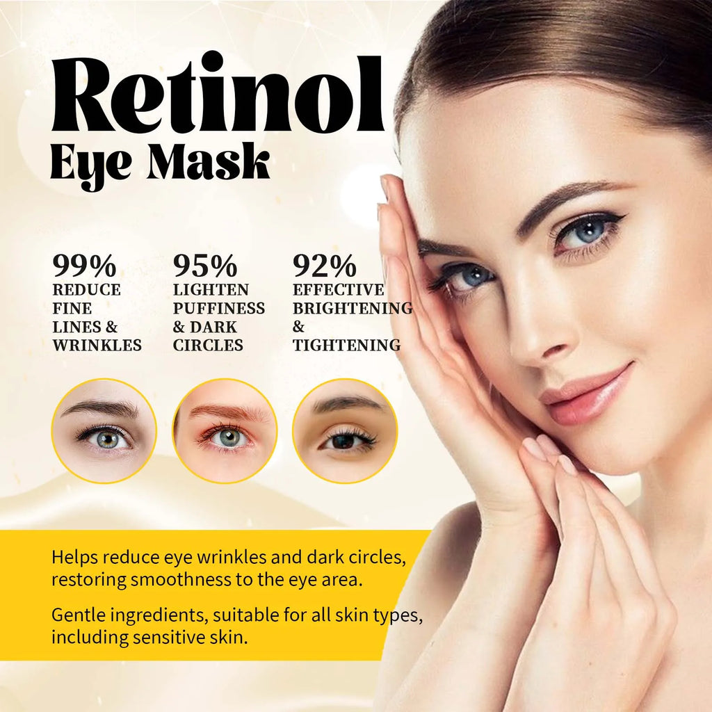 Retinol Eye Mask Anti Dark Circles Eyes Bags Skin Firming Collagen Moisturizing Aloe Repair & Firming Brighten Under Eye Patches Qme