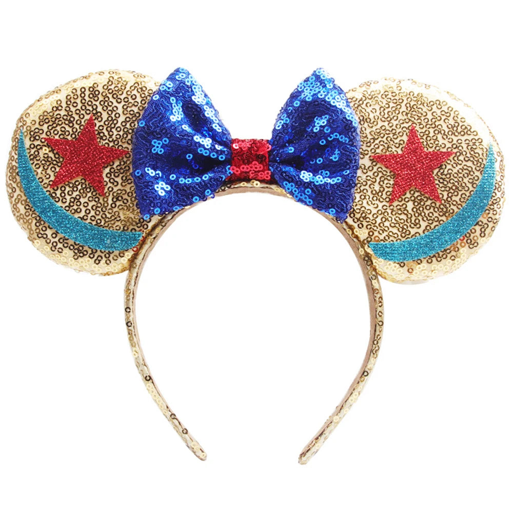 Frozen Mouse Ears Headband For Women 5''Polka Sequin Bow Hairband Halloween Christmas Festival Party Travel DIY Hair Accessory Qme Headband 1
