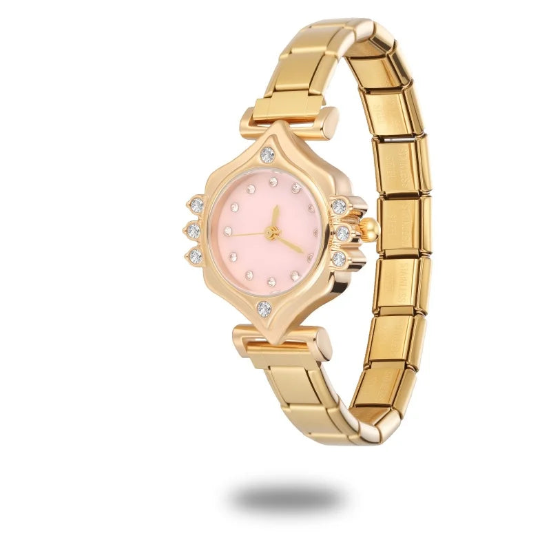 2025New Fit 9MM Width Italian Charm Square Zircon Elastic Watch High Quality Bracelets Bangle for Party Birthday Daily DIY Gifts Qme Style 4
