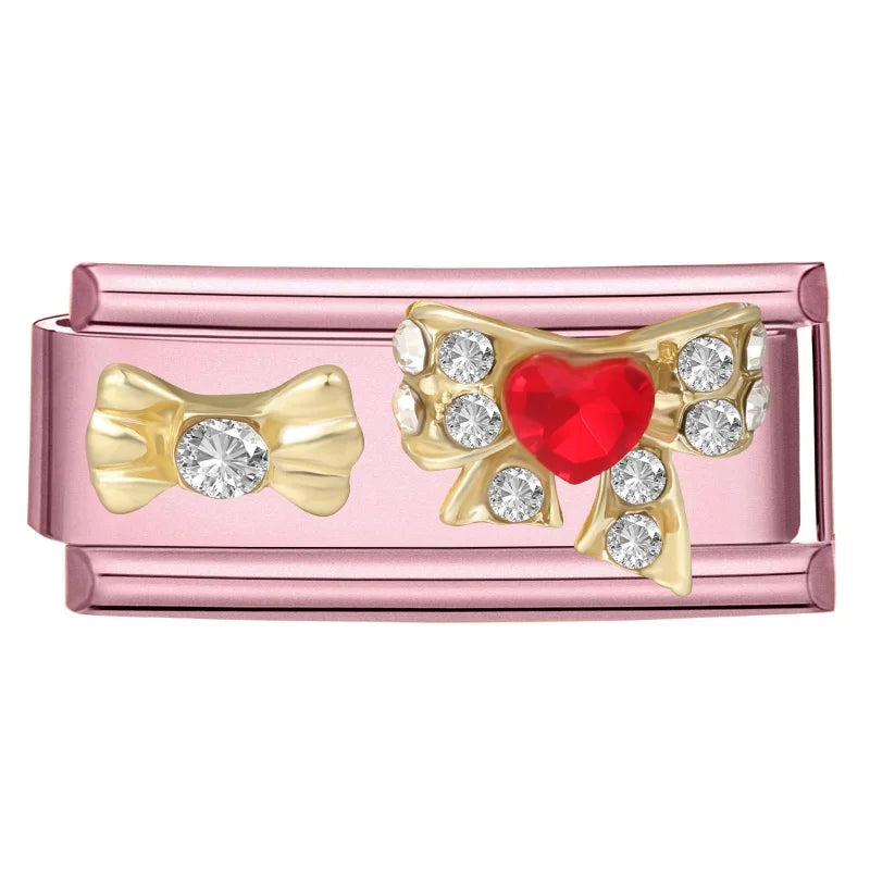 Shiny Colorful Zircon Bowknot Butterfly Garland Italian Charm Links