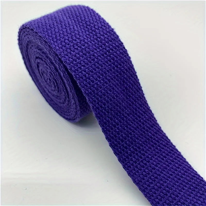 Wide Cotton Canvas Webbing Strap - Vibrant Multi-Color Durable Ribbon for DIY Crafts, Dog Harnesses, Belt Bags, Wallet Making Qme Blue