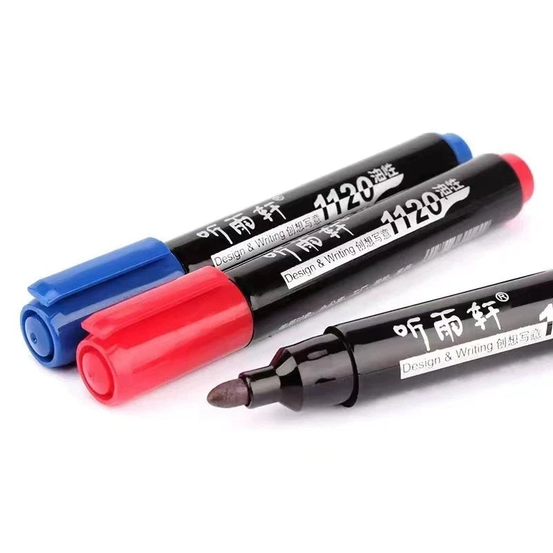 3/6pcs Black/Blue/Red Permanent Marker Pens, Fine Tip, Waterproof, Quick Drying Qme