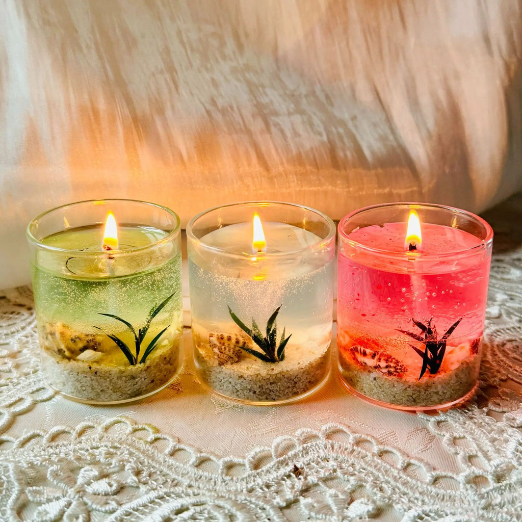 Handmade Ocean Jelly Wax Scented Candle Smokeless Clear Shaped Aroma Qme
