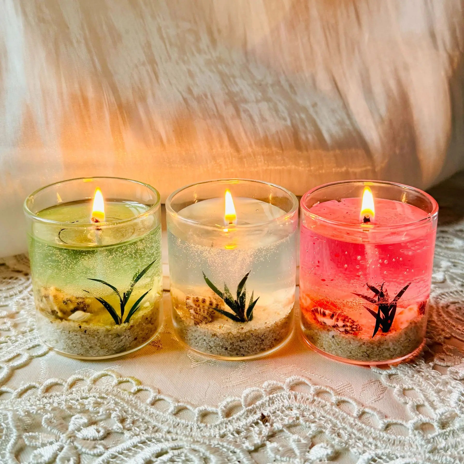 Handmade Ocean Jelly Wax Scented Candle Smokeless Clear Shaped Aroma Qme