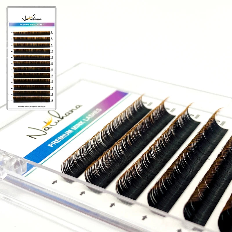 NATUHANA Dark Colored Eyelashes Extension Individual Natural False Qme Gradation brown D 0.07mm|Mix