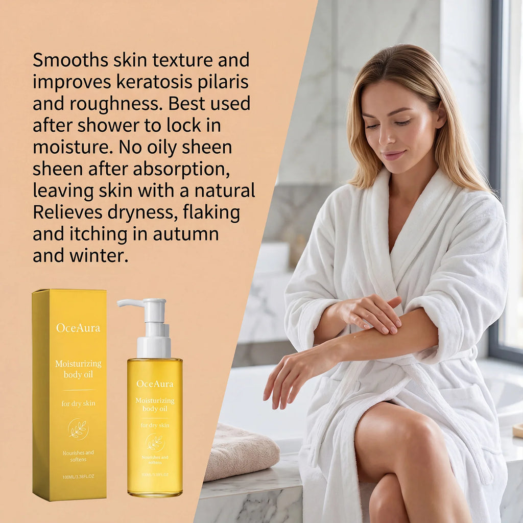OceAura Moisturizing Body Oil Castor Seed Infused Dry Rough Skin Repair Itch Relief Non-Greasy Fast Absorbing Hydrating Lotion Qme