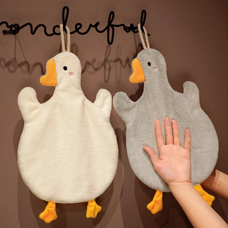 Cute Cartoon Goose Hand Towel Kitchen Bathroom Hanging Thickened Qme