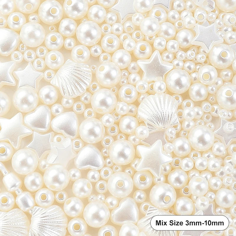 Mixed Size Acrylic Pearl Beads Round Tiny Craft Beads Loose Pearls for Jewelry Making DIY Craft Necklaces Bracelets 30g/pack Qme 3