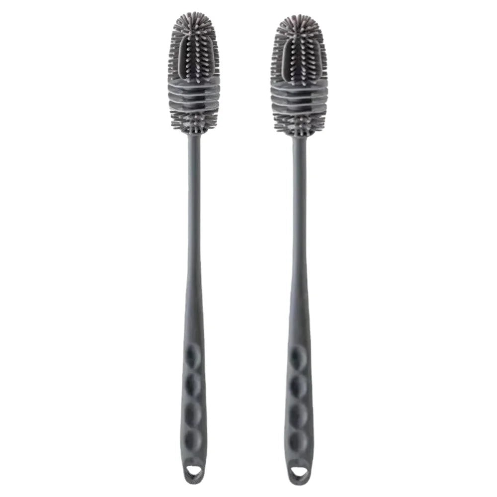 Silicone Cup Brush Milk Bottle Cleaning Brush Long Handle Water Bottles Cleaner Glass Cup Cleaning Brush Kitchen Cleaning Tools Qme 2PCS Grey