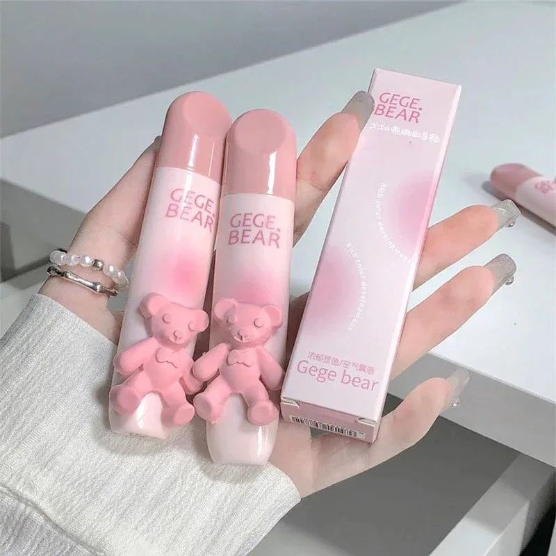 Cute Bear Lip Gloss Waterproof Long Lasting Non Fading Matte Lip Glaze Moisturing Non-marking Red Brown Velvet Liquid Lipsticks Qme