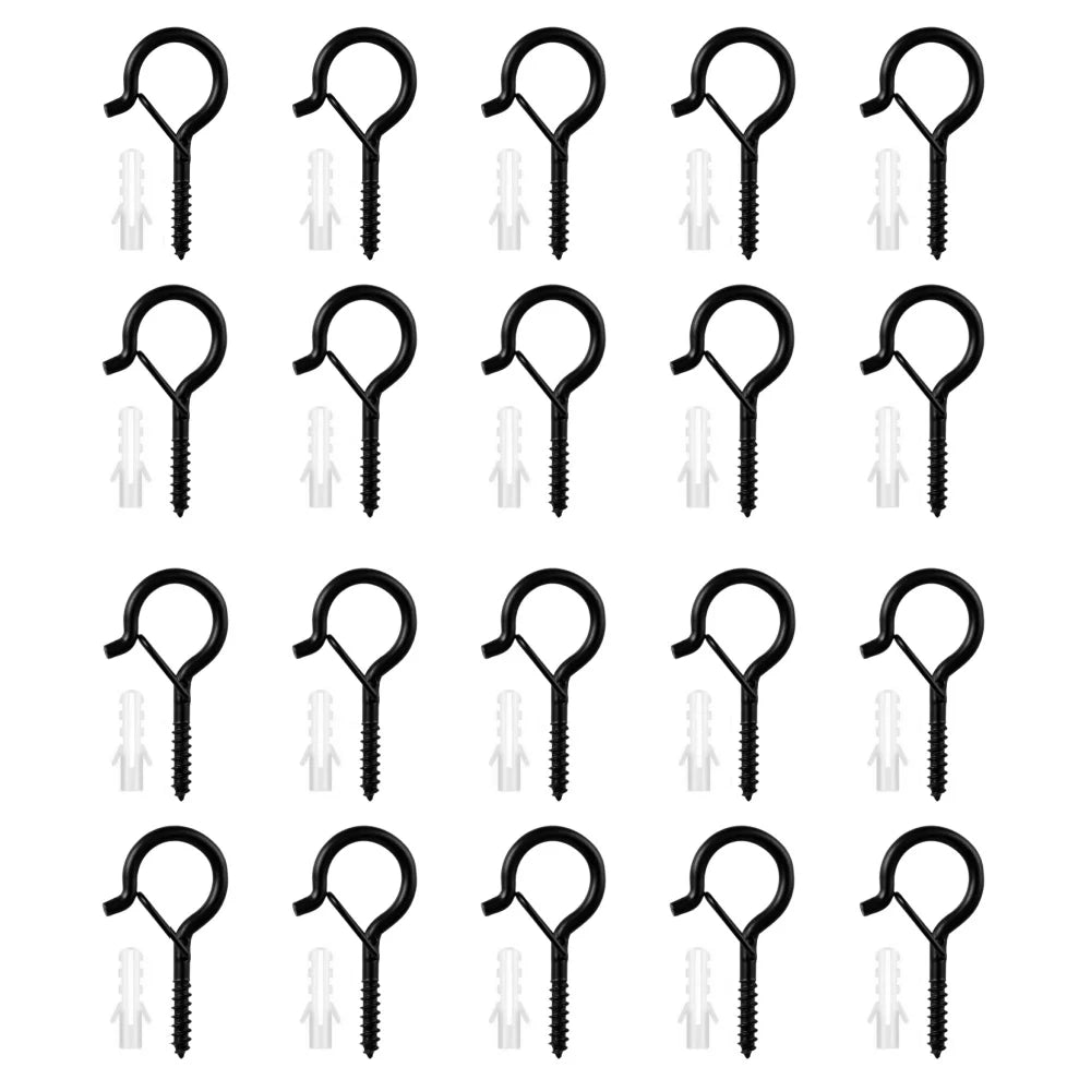 40PCS Sheep Eye Hook with Safety Buckle Q-type Screw Hook for Hanging Outdoor String Lights Ceiling Storage Pegboard Accessories Qme M5-20pcs