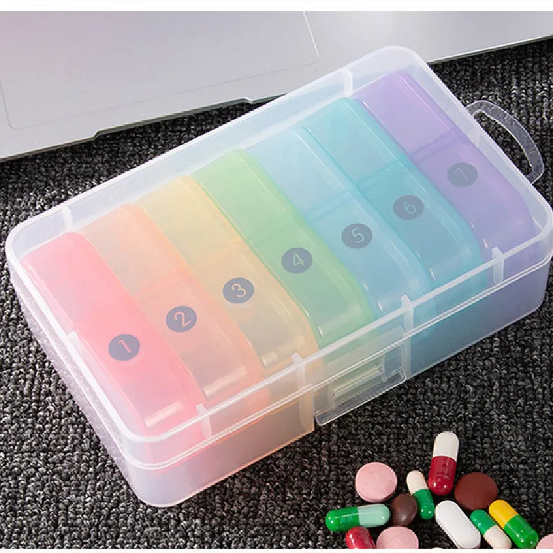 7 Days 14 Grids Pill Organizer Portable Weekly AM PM Medicine Case Qme A M