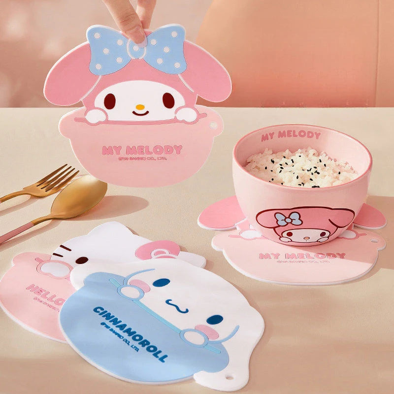 Hello Kitty Cartoon Insulated Mat Non-Slip, Heat-Resistant Placemat Cute Tableware Mat, Heat-Resistant Bowl and Plate Mat Qme