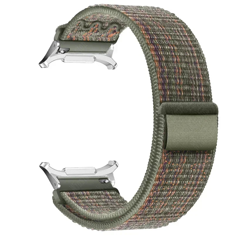 Nylon Solo Loop Strap for Samsung Galaxy Watch 7 Ultra 47mm Braided Band Bracelet for Galaxy 7 Ultra Quick Connector Watchband Qme Army Green-S Galaxy Watch 7 Ultra