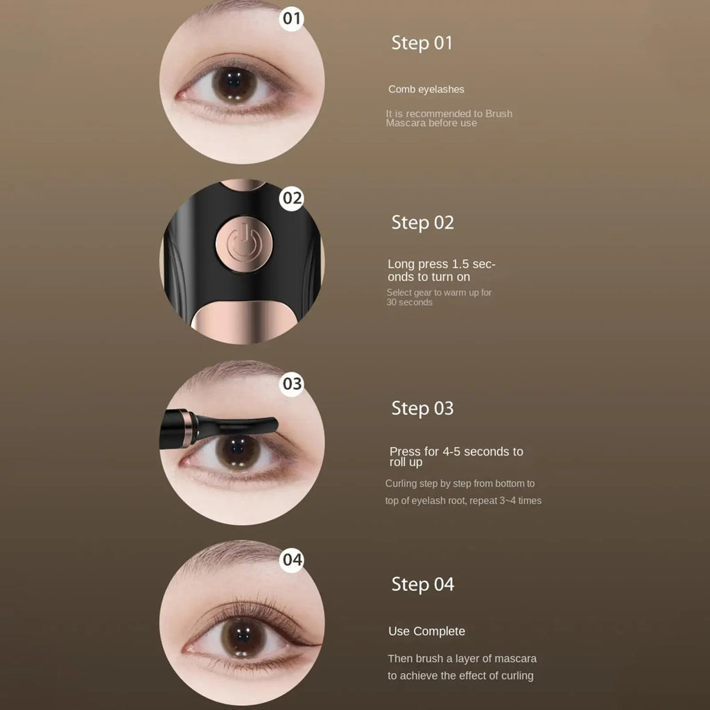 Electric Heated Eyelash Curler LED Display 4-Level Adjustable Styling Qme