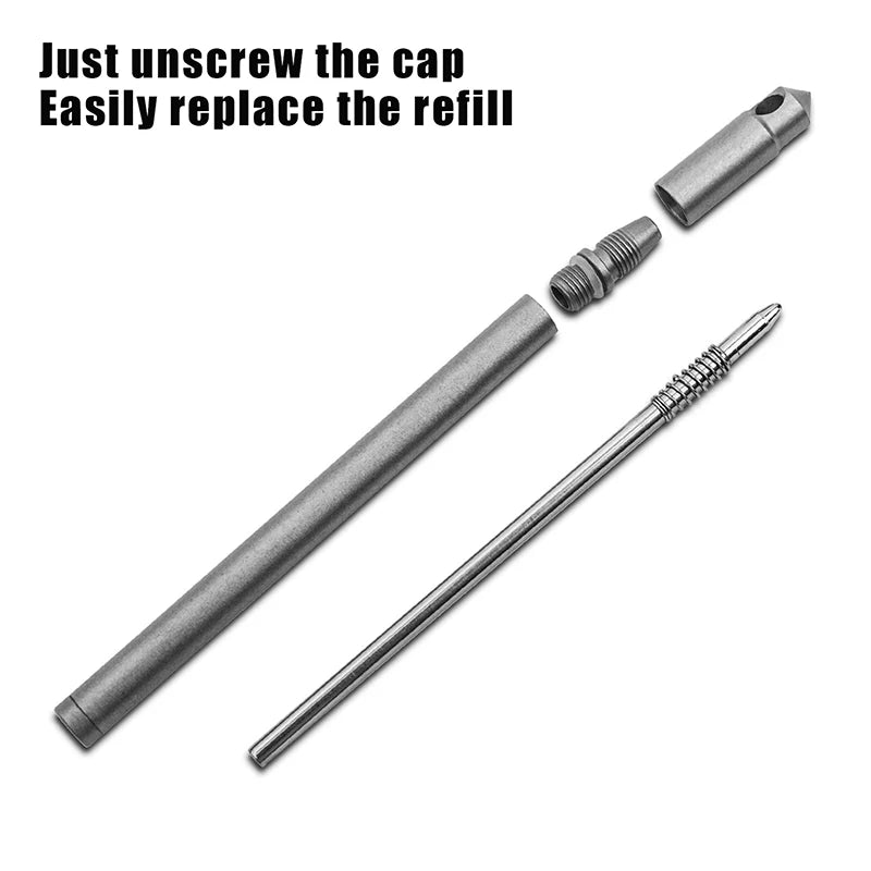 Miniature Titanium Ballpoint Pen EDC Gadget Keychain Outdoor Qme