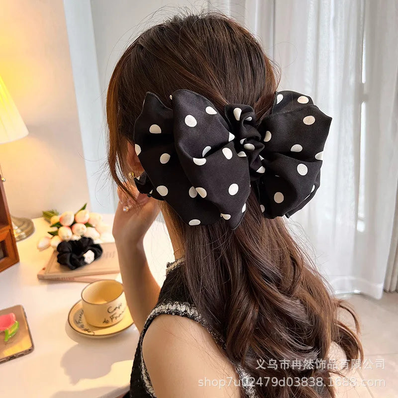 Polka Dot Bubble Hairpin Retro Fashionable Satin Spring Clip Korean Qme