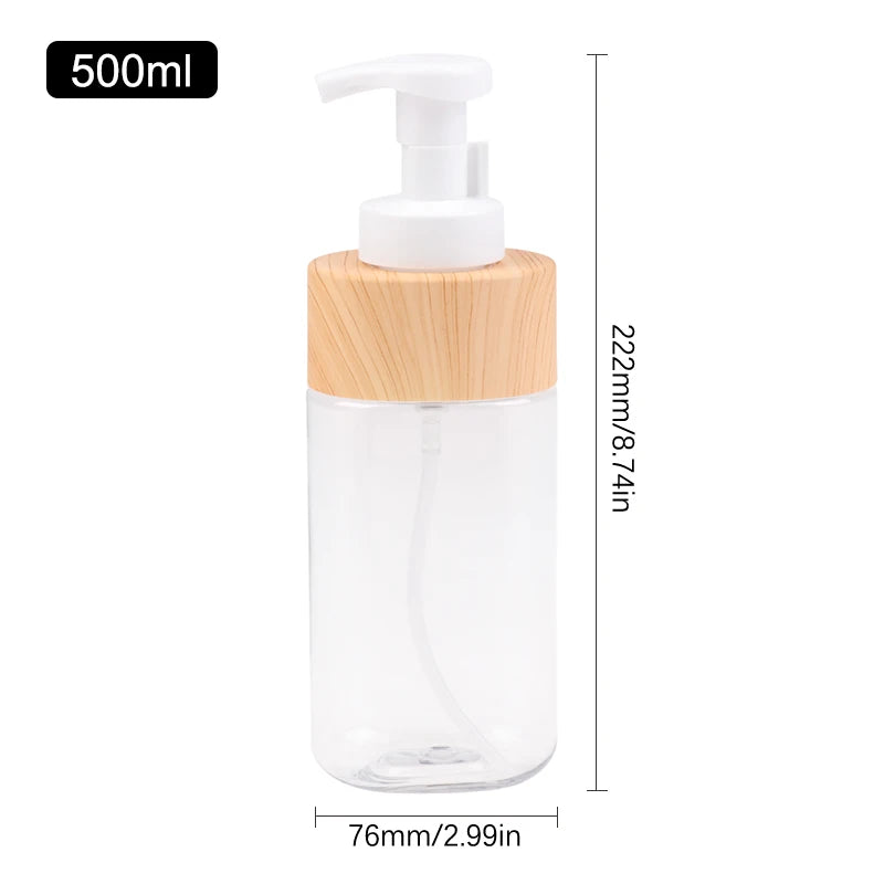 300 Transparent Foaming Soap Dispenser Refillable Portable Hand Qme 500ml wood