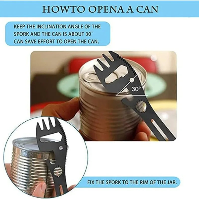 10-in-1 Multifunctional Outdoor Camping Survival Fork Spoon Kitchen Qme