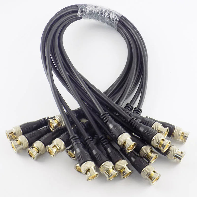 10pcs 0.5M/1M/2M/3M BNC Male to BNC Male Cable RG58 Cord For BNC Adapter Home Extension Connector Adapter wire for CCTV Camera Qme