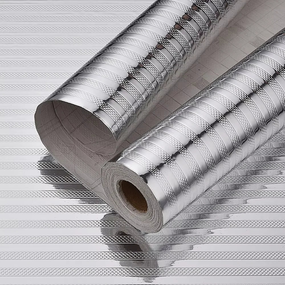 Silver Self Adhesive Temperature Resistance Wallpaper Waterproof Oil Qme 6 40cmX10m