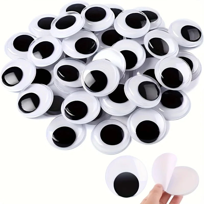 20pcs DIY Movable Eyes Simulation Animal Eyeball Black White Color Self-Adhesive Doll Eye Kindergarten Children Craft Supplies Qme 20pcs 12mm